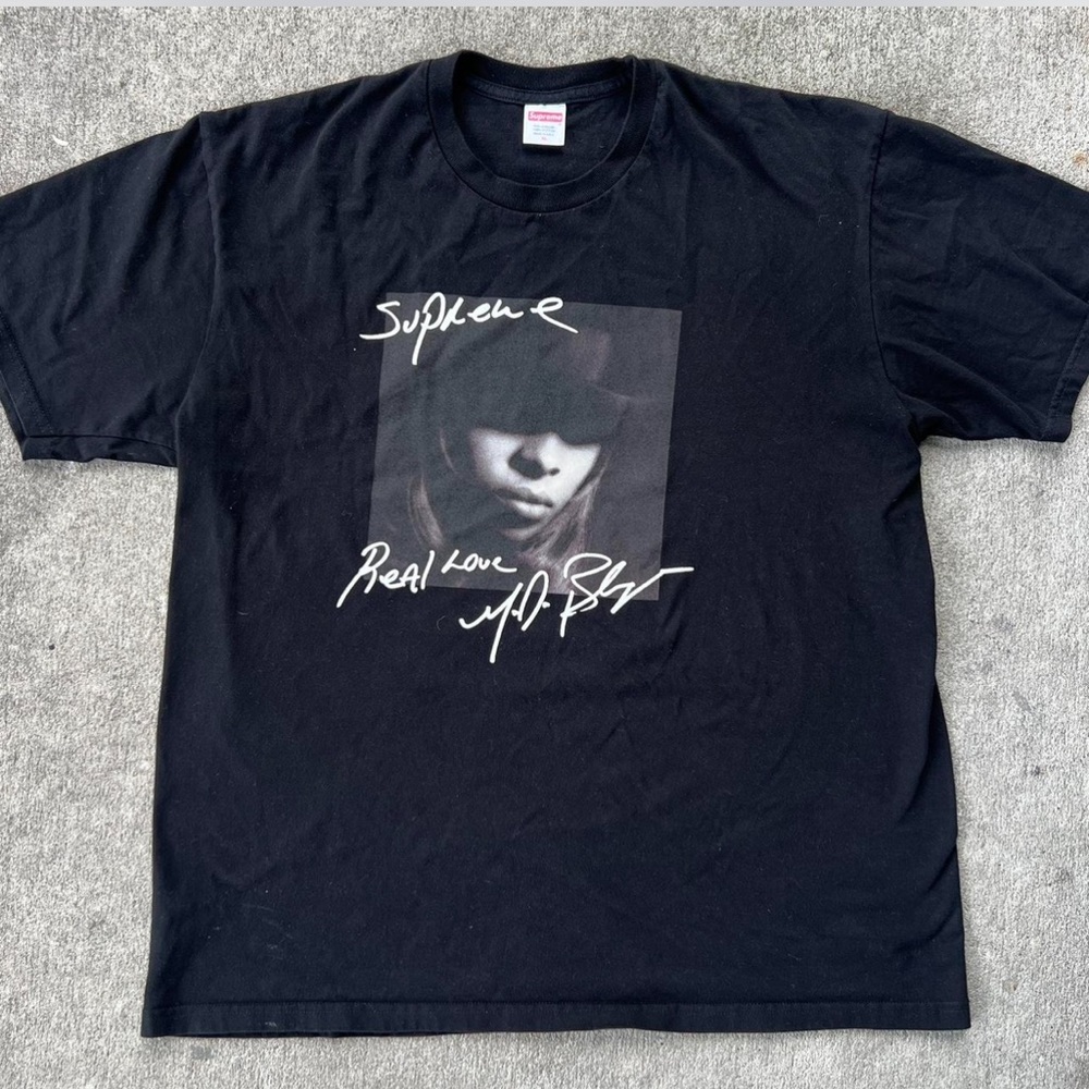 Supreme Black Graphic Tee with White Accents